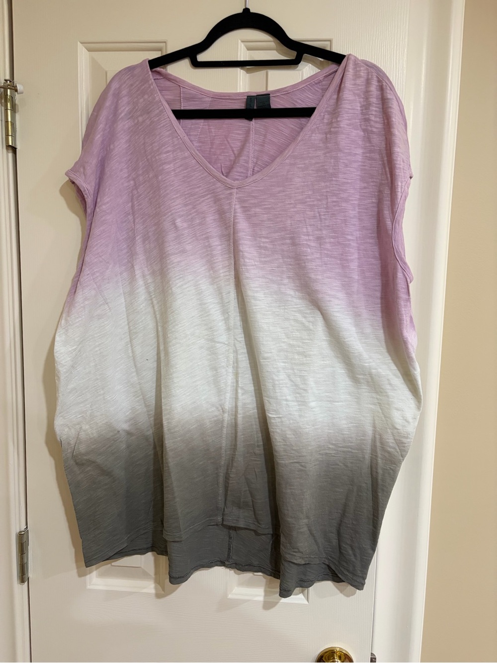Ombre V-Neck Tunic in Lavender, White & Gray